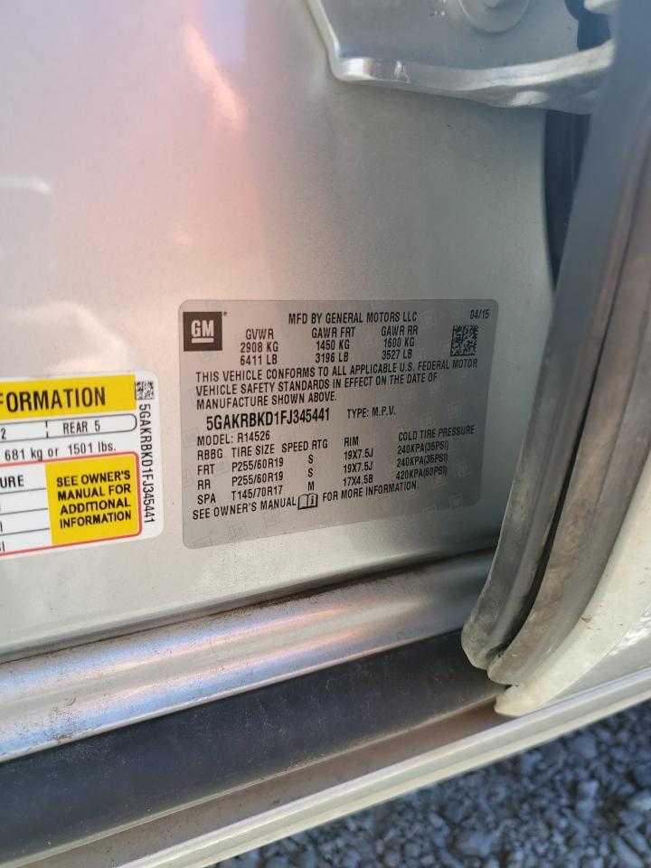 2015 Buick Enclave VIN: 5GAKRBKD1FJ345441 Lot: 72040955