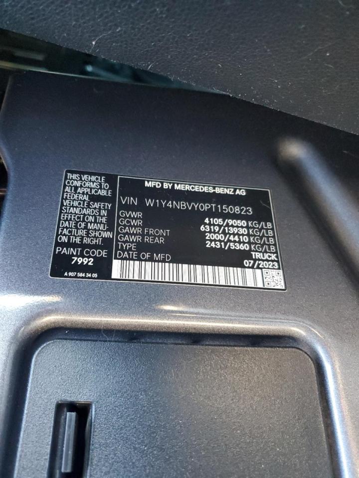2023 Mercedes Benz Sprinter 2500 Delivery Van VIN: W1Y4NBVY0PT150823 Lot: 89688385