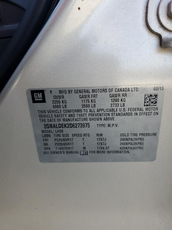 2013 Chevrolet Equinox Lt VIN: 2GNALDEK2D6273975 Lot: 90676875