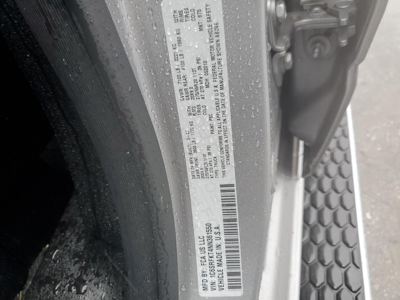 2022 Ram 1500 Longhorn VIN: 1C6SRFKT4NN361550 Lot: 90679715