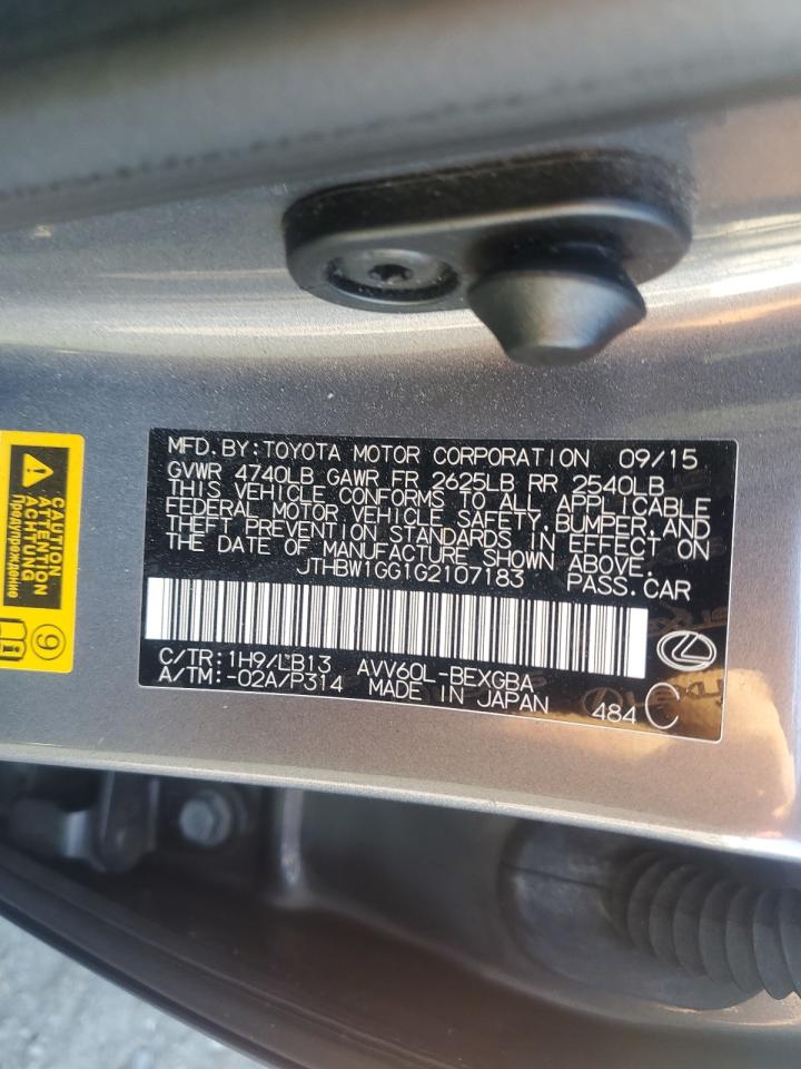 2016 Lexus Es 300H VIN: JTHBW1GG1G2107183 Lot: 84644595