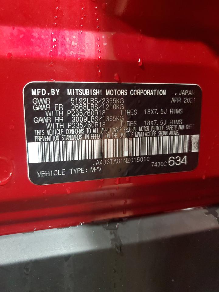 2022 Mitsubishi Outlander Es VIN: JA4J3TA81NZ015010 Lot: 85550325