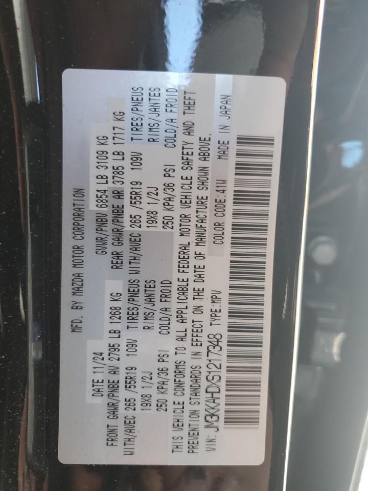 2025 Mazda Cx-90 Select VIN: JM3KKAHDXS1217348 Lot: 89804235