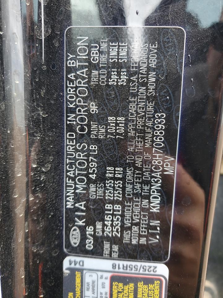 2017 Kia Sportage Ex VIN: KNDPN3AC8H7068933 Lot: 82225525