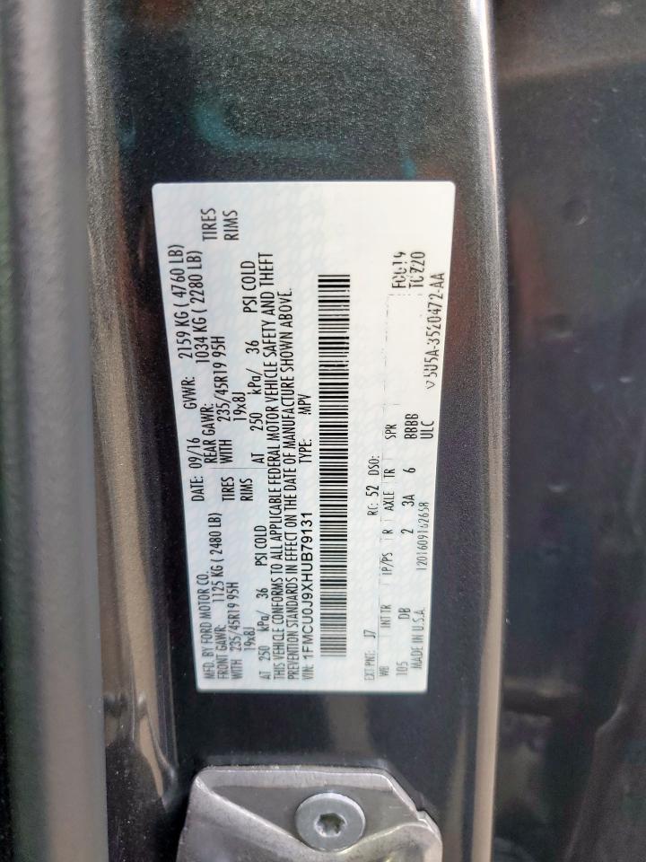 2017 Ford Escape Titanium VIN: 1FMCU0J9XHUB79131 Lot: 84647895
