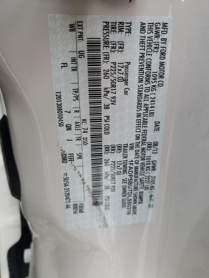 2013 Ford C-Max Sel VIN: 1FADP5BU7DL550316 Lot: 90280515