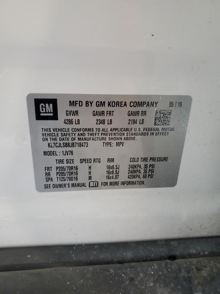 2018 Chevrolet Trax 1Lt VIN: KL7CJLSB8JB718473 Lot: 90897405