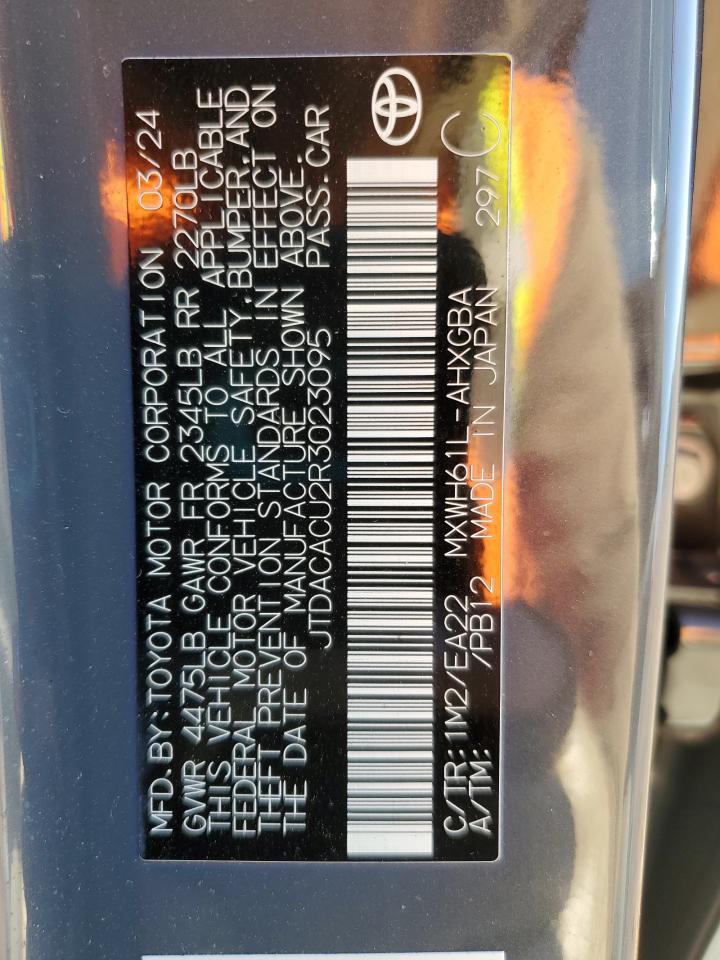 2024 Toyota Prius Prime Se VIN: JTDACACU2R3023095 Lot: 85325095