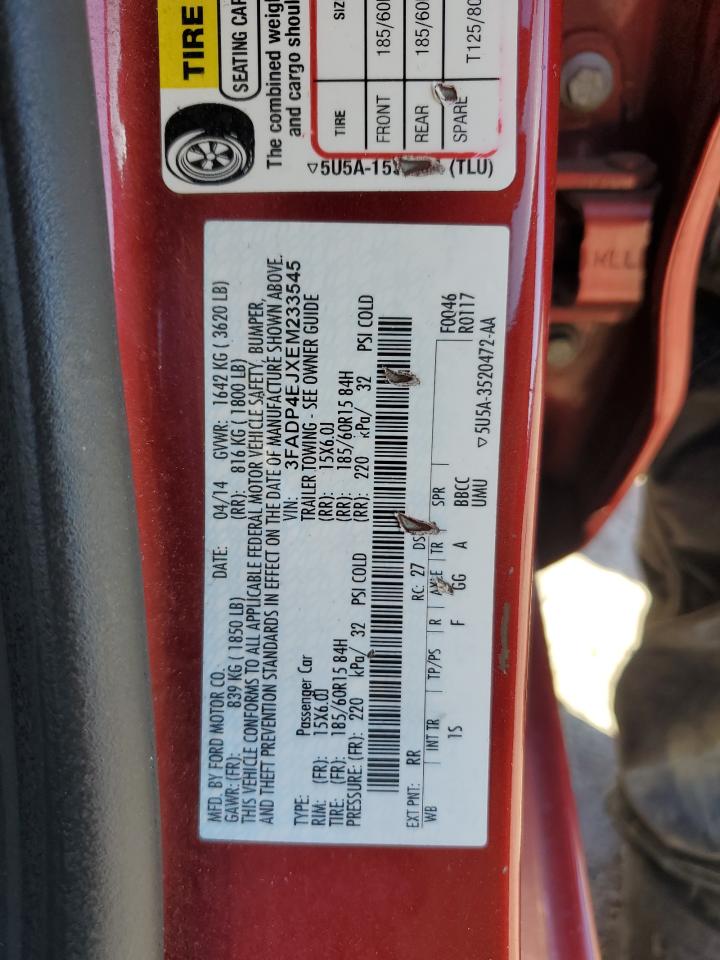 2014 Ford Fiesta Se VIN: 3FADP4EJXEM233545 Lot: 89697795