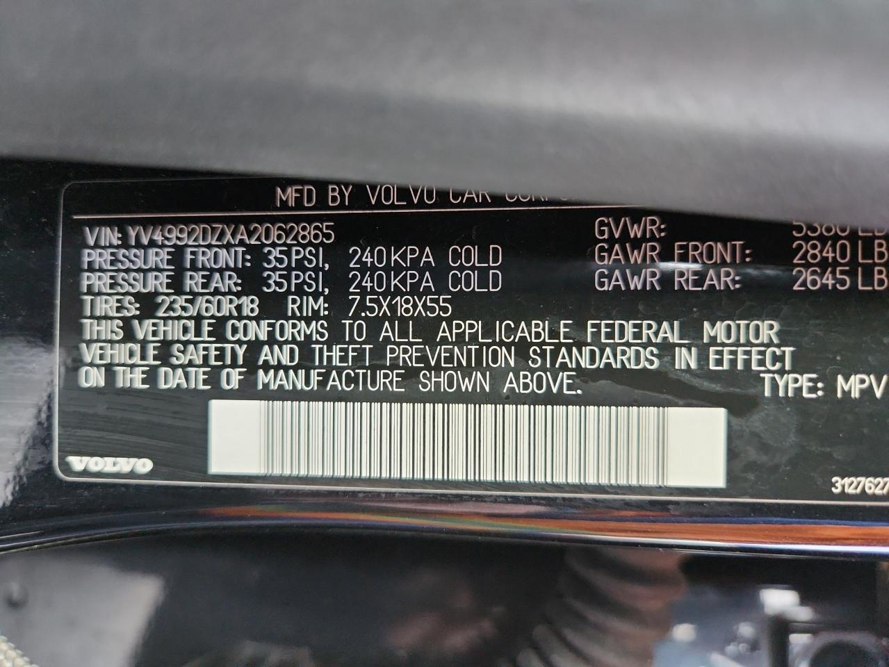 2010 Volvo Xc60 T6 VIN: YV4992DZXA2062865 Lot: 86143485