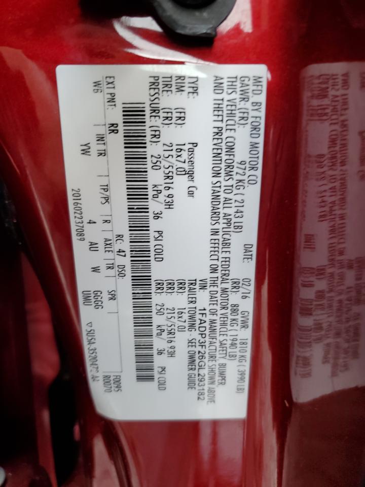 2016 Ford Focus Se VIN: 1FADP3F26GL293182 Lot: 82233035