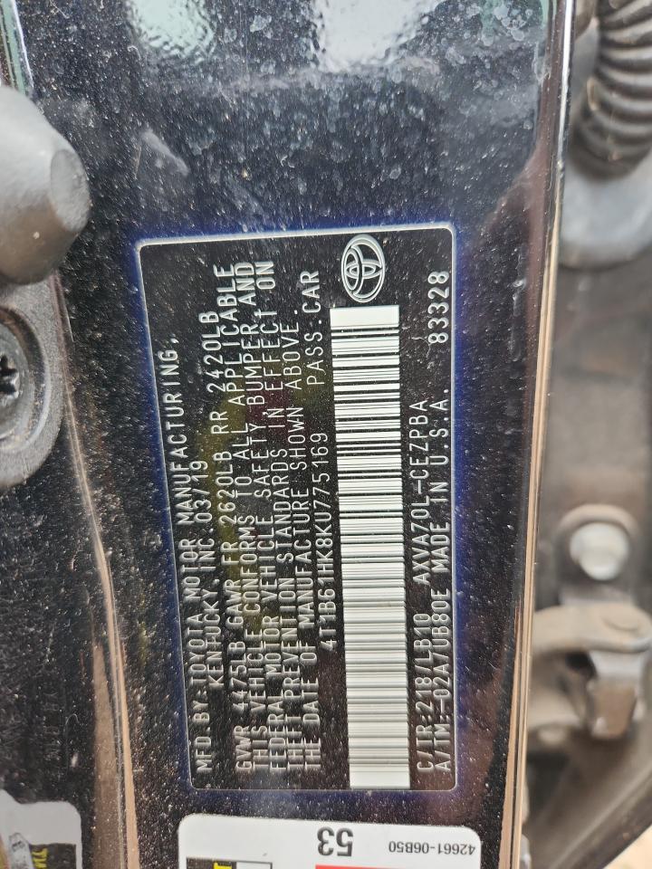 2019 Toyota Camry Xse VIN: 4T1B61HK8KU775169 Lot: 84485115