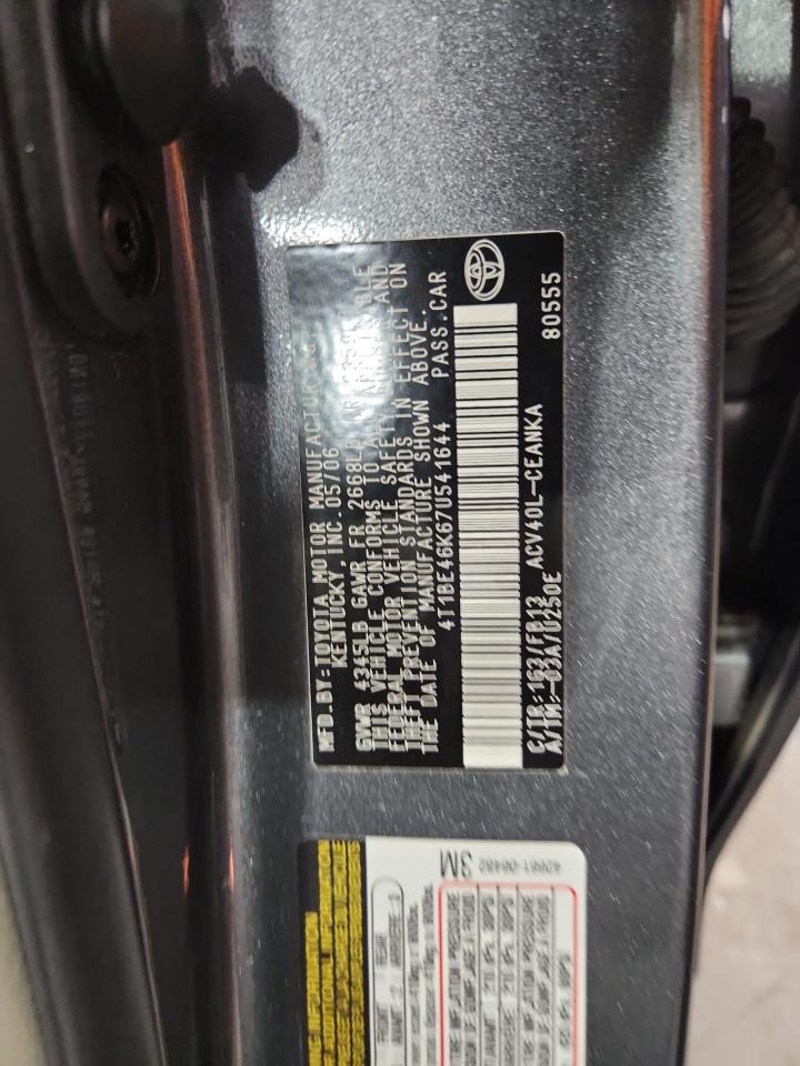 2007 Toyota Camry Ce VIN: 4T1BE46K67U541644 Lot: 84986505