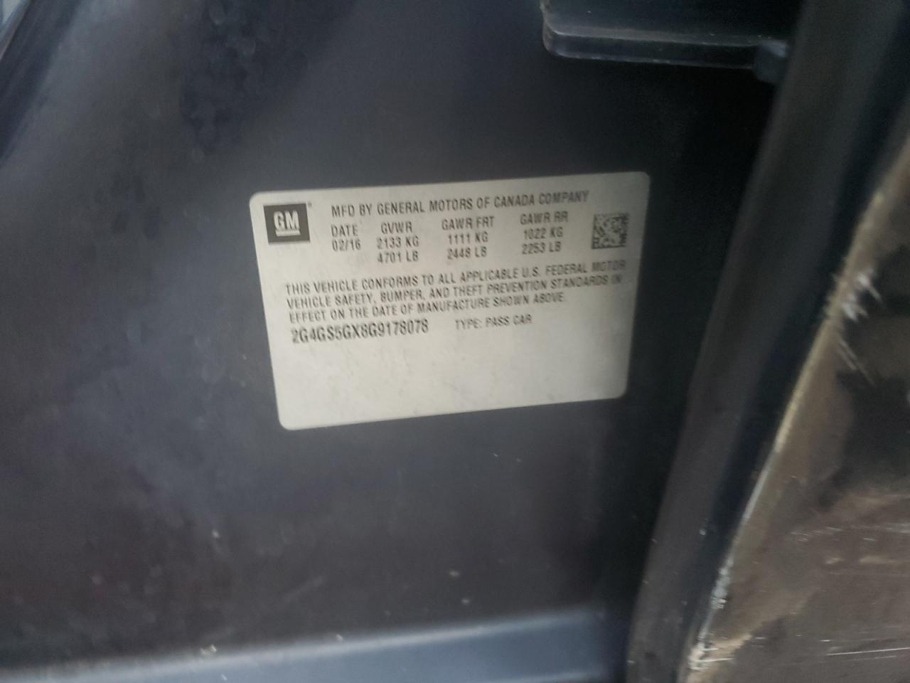 2016 Buick Regal Premium VIN: 2G4GS5GX8G9178078 Lot: 85845415