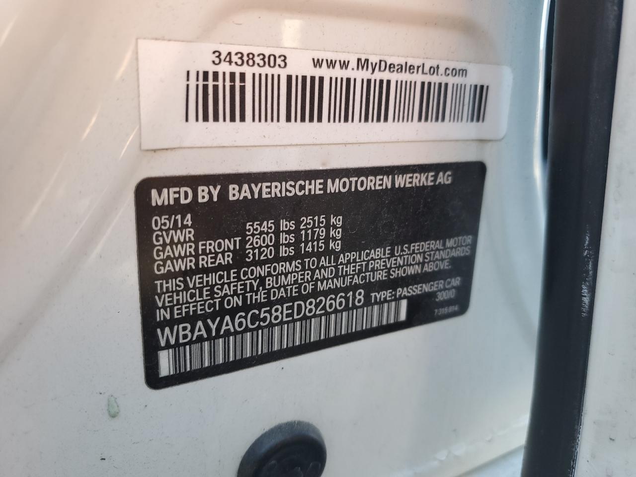 2014 BMW 740 I VIN: WBAYA6C58ED826618 Lot: 90738365