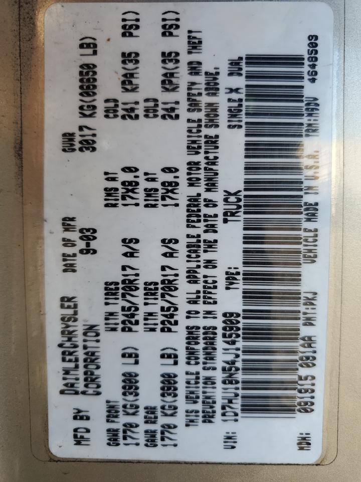 2004 Dodge Ram 1500 St VIN: 1D7HU18N54J145909 Lot: 82166505