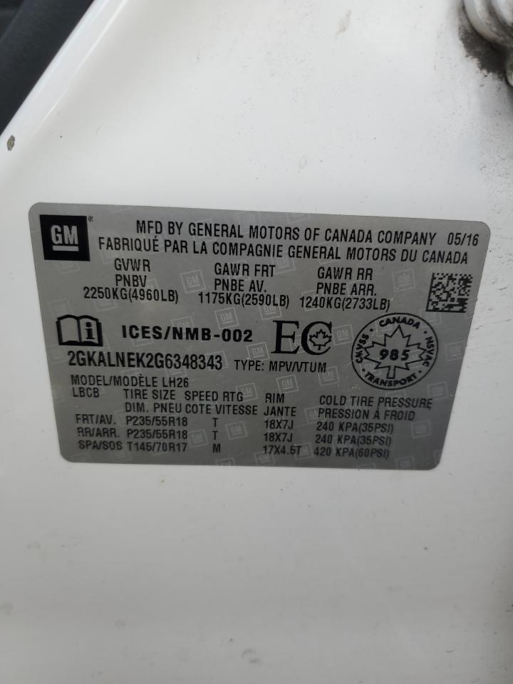 2016 GMC Terrain Sle VIN: 2GKALNEK2G6348343 Lot: 81496665