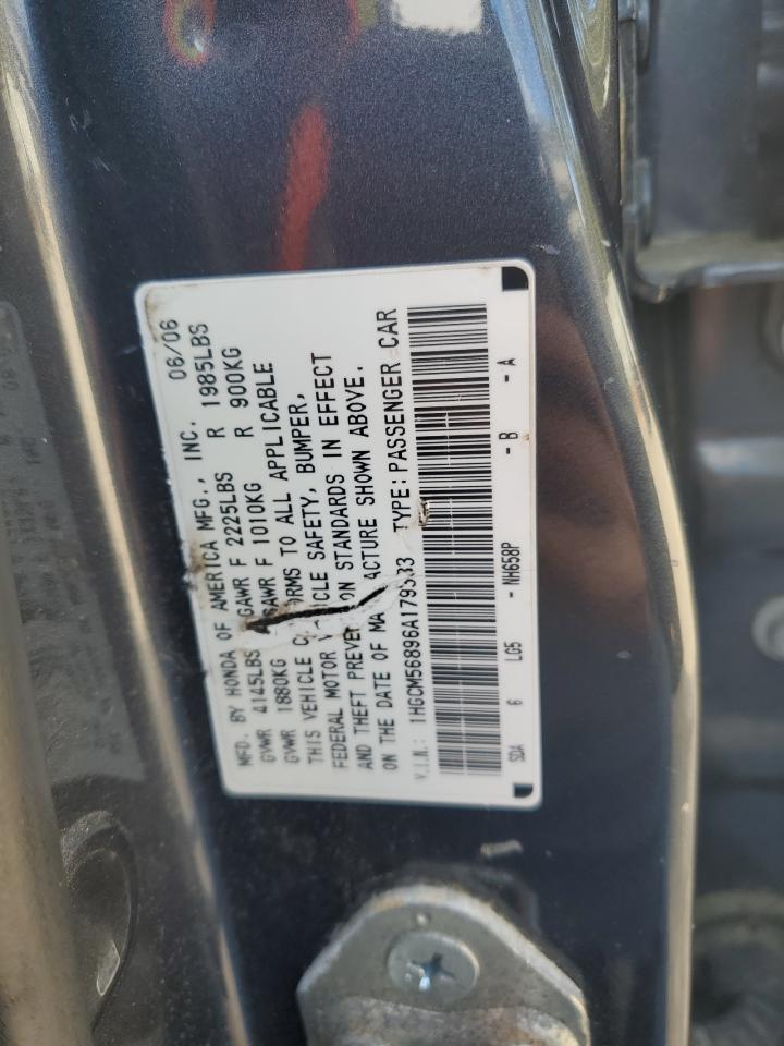 2006 Honda Accord Ex VIN: 1HGCM56896A179333 Lot: 86596685