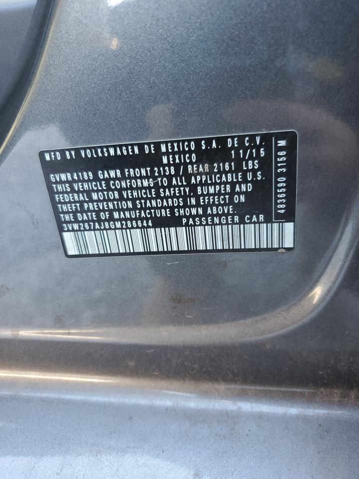 2016 Volkswagen Jetta S VIN: 3VW267AJ8GM286644 Lot: 81970525