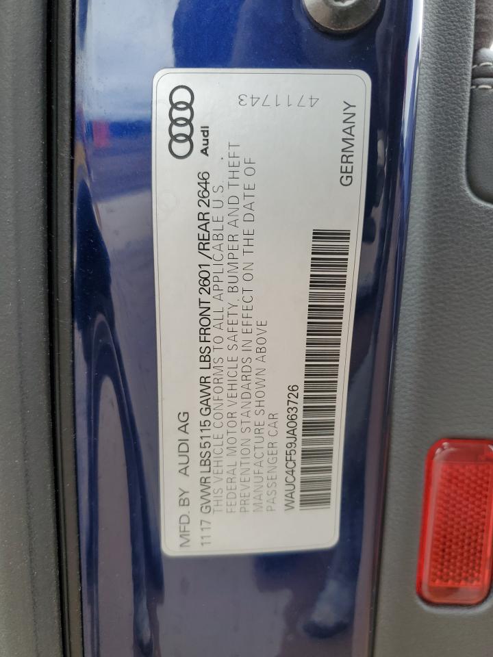 2018 Audi S5 Prestige VIN: WAUC4CF59JA063726 Lot: 84048685