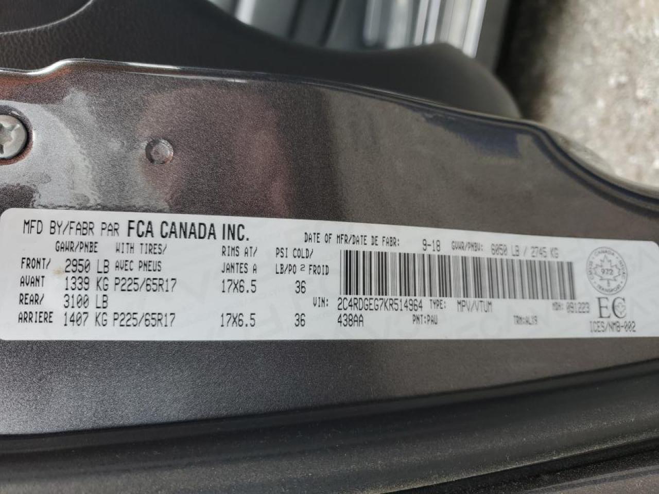 2019 Dodge Grand Caravan Gt VIN: 2C4RDGEG7KR514964 Lot: 87382955