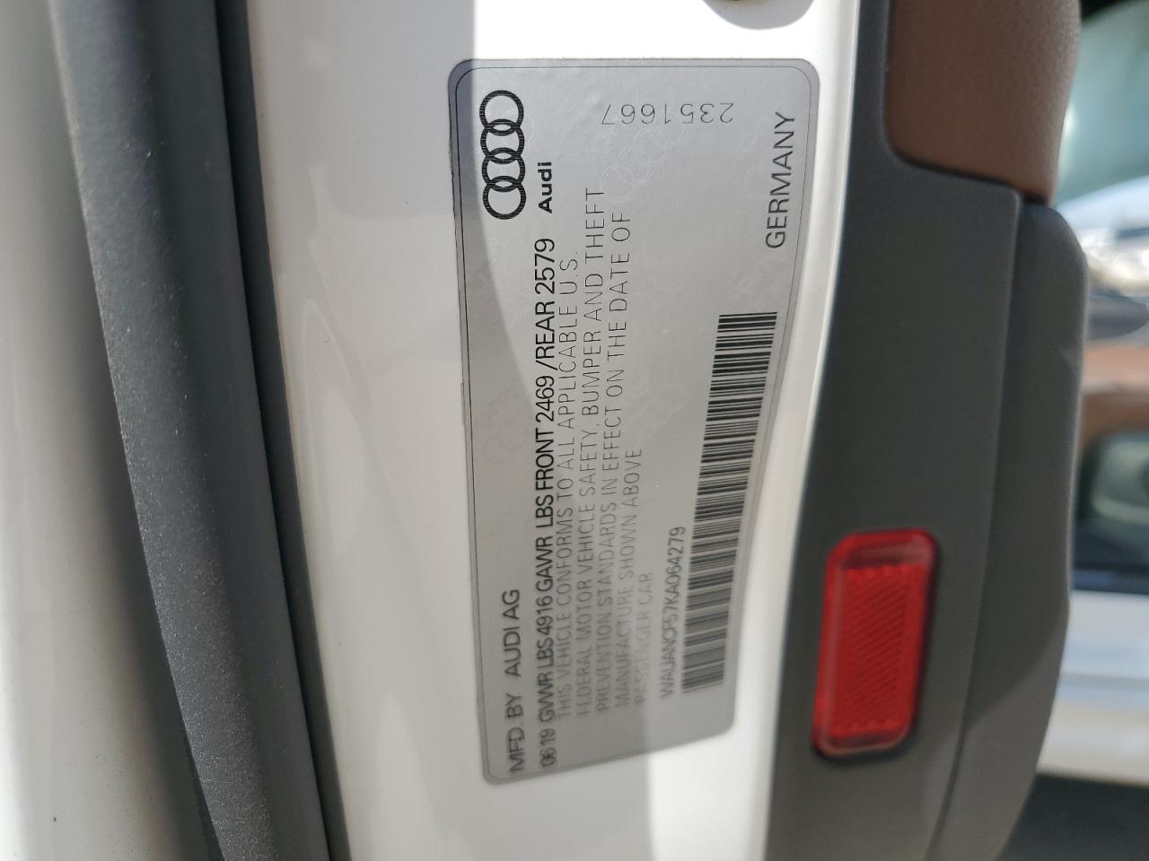 2019 Audi A5 Premium VIN: WAUANCF57KA064279 Lot: 84456955