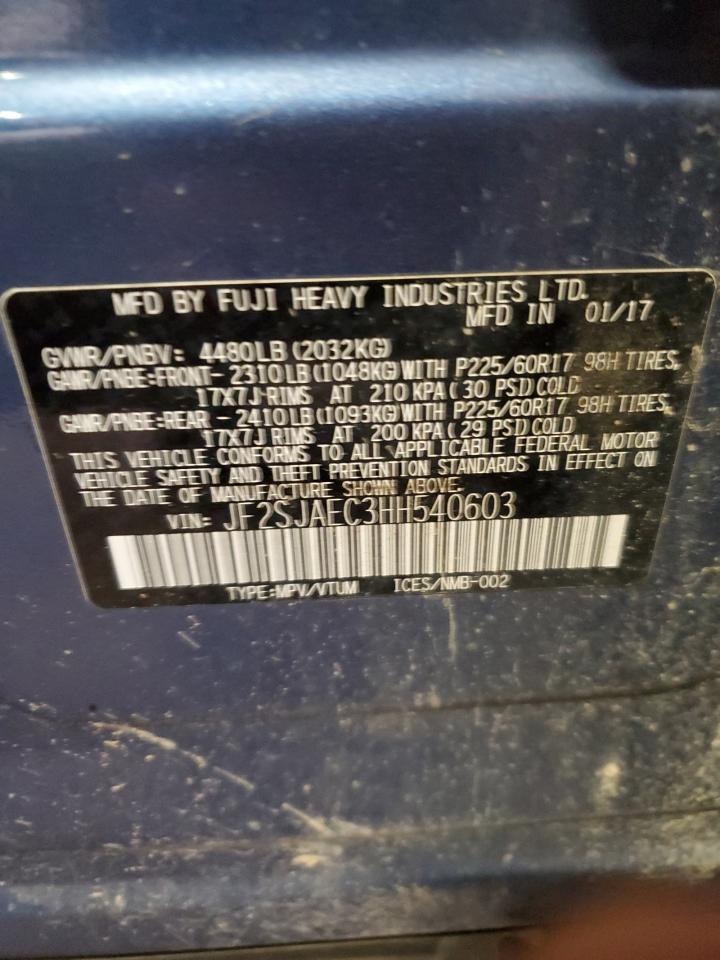 2017 Subaru Forester 2.5I Premium VIN: JF2SJAEC3HH540603 Lot: 90979445