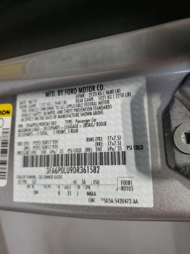 2013 Ford Fusion Se Hybrid VIN: 3FA6P0LU9DR361582 Lot: 87093625