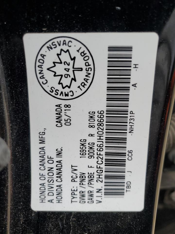 2018 Honda Civic Lx VIN: 2HGFC2F66JH028666 Lot: 83854835