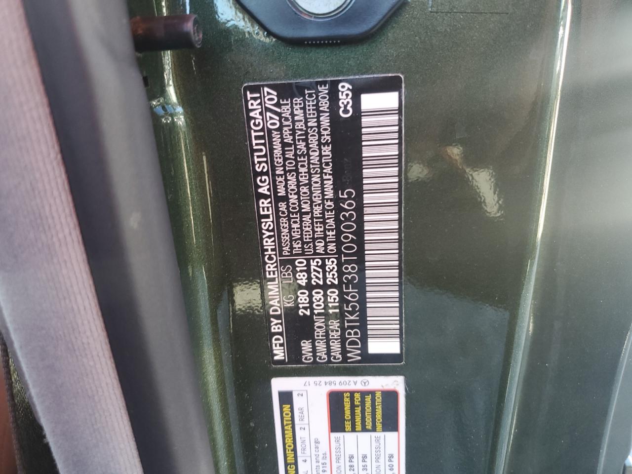 2008 Mercedes-Benz Clk 350 VIN: WDBTK56F38T090365 Lot: 85121855