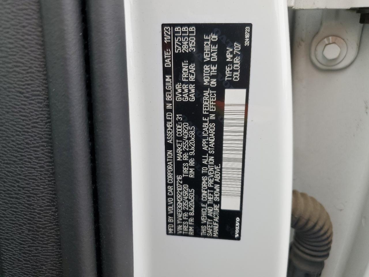 2024 Volvo C40 Recharge Ultimate VIN: YV4ER3GM2R2107216 Lot: 81022265