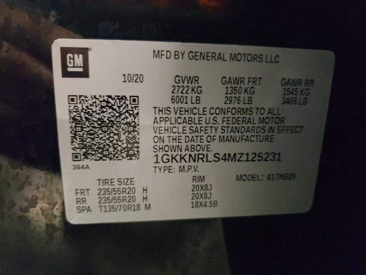 2021 GMC Acadia Sle VIN: 1GKKNRLS4MZ125231 Lot: 85186205