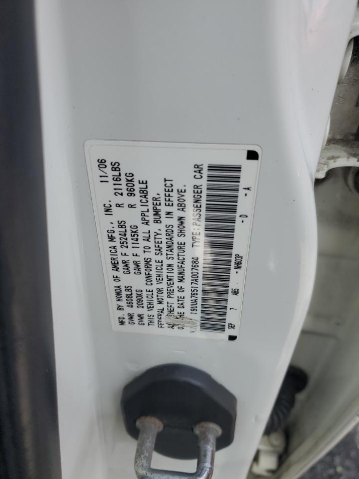 2007 Acura Tl Type S VIN: 19UUA76517A007684 Lot: 89659005