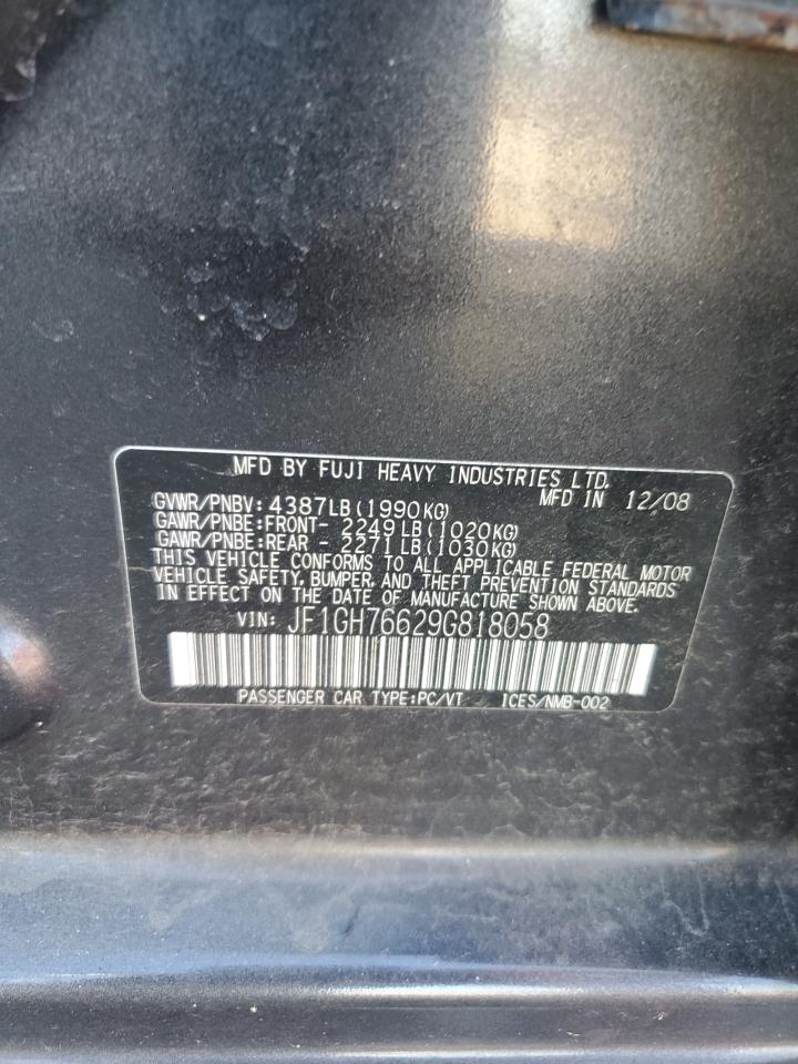 2009 Subaru Impreza Wrx VIN: JF1GH76629G818058 Lot: 84427775