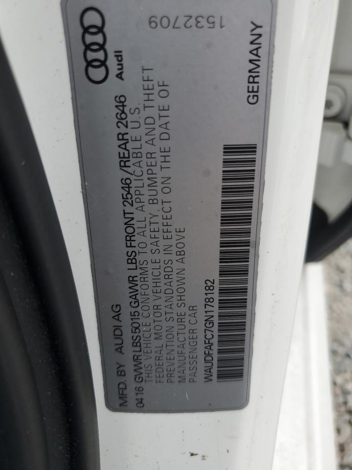 2016 Audi A6 Premium Plus VIN: WAUDFAFC7GN178182 Lot: 82197875