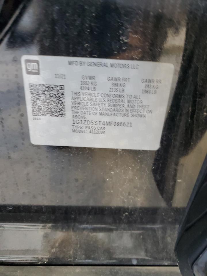 2021 Chevrolet Malibu Lt VIN: 1G1ZD5ST4MF086621 Lot: 85748195