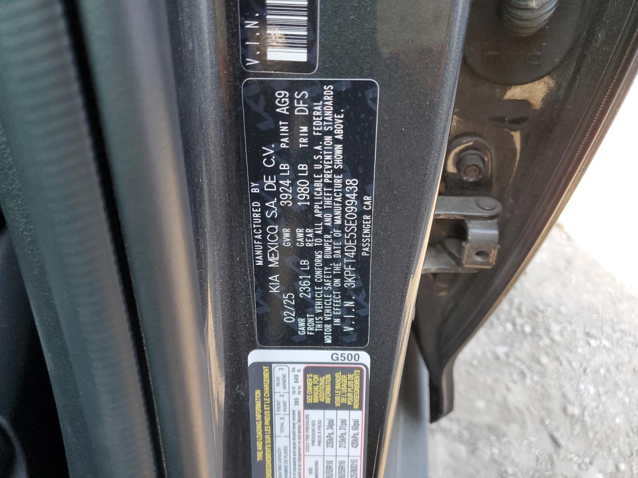 2025 Kia K4 Lx VIN: 3KPFT4DE5SE099438 Lot: 85141275
