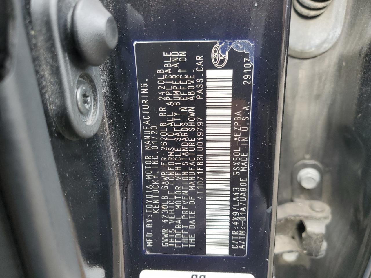 2020 Toyota Avalon Limited VIN: 4T1DZ1FB6LU049797 Lot: 86608585