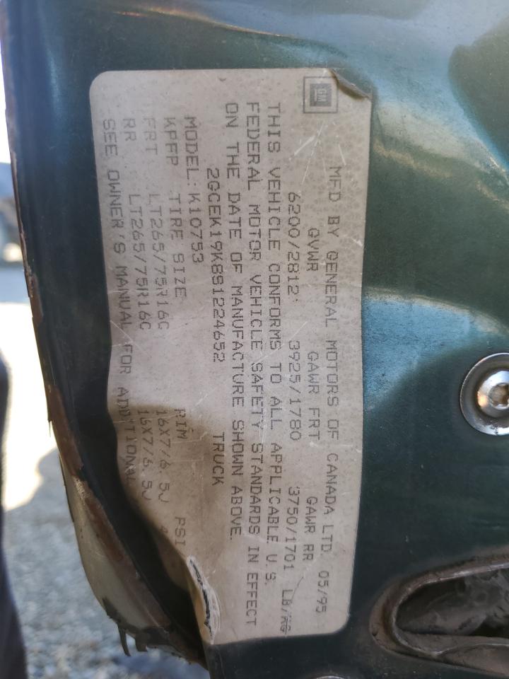 1995 Chevrolet Gmt-400 K1500 VIN: 2GCEK19K8S1224652 Lot: 85121065