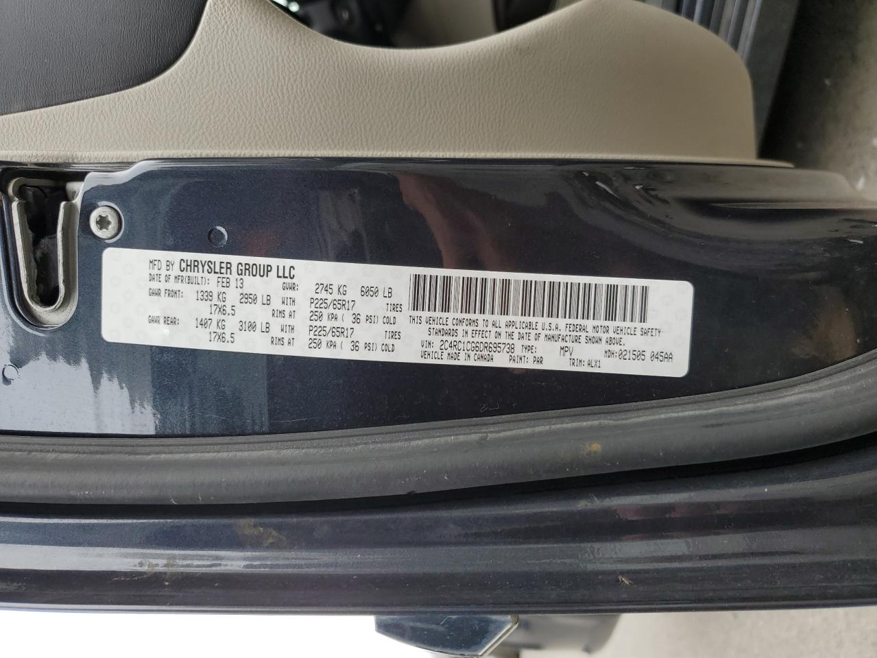 2013 Chrysler Town & Country Touring L VIN: 2C4RC1CG6DR695738 Lot: 89903235