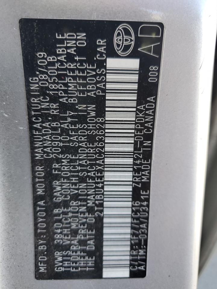 2010 Toyota Corolla Base VIN: 2T1BU4EEXAC263628 Lot: 82150565