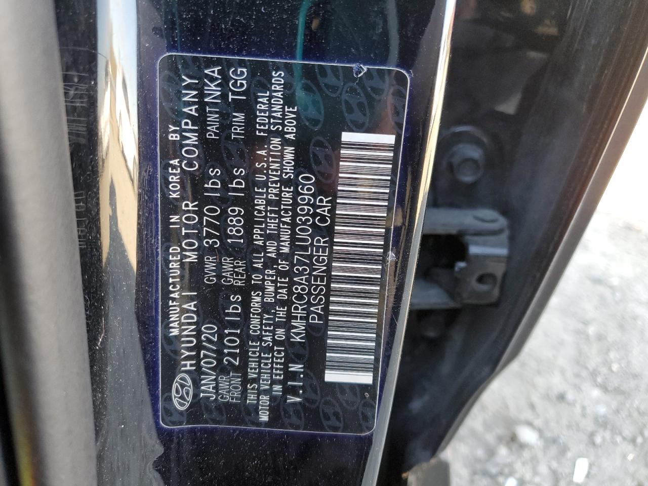 2020 Hyundai Venue Sel VIN: KMHRC8A37LU039960 Lot: 89664235