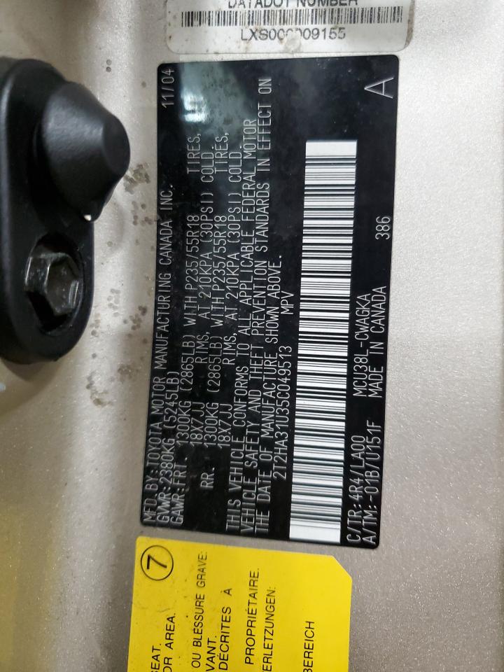 2005 Lexus Rx 330 VIN: 2T2HA31U35C049513 Lot: 82740775