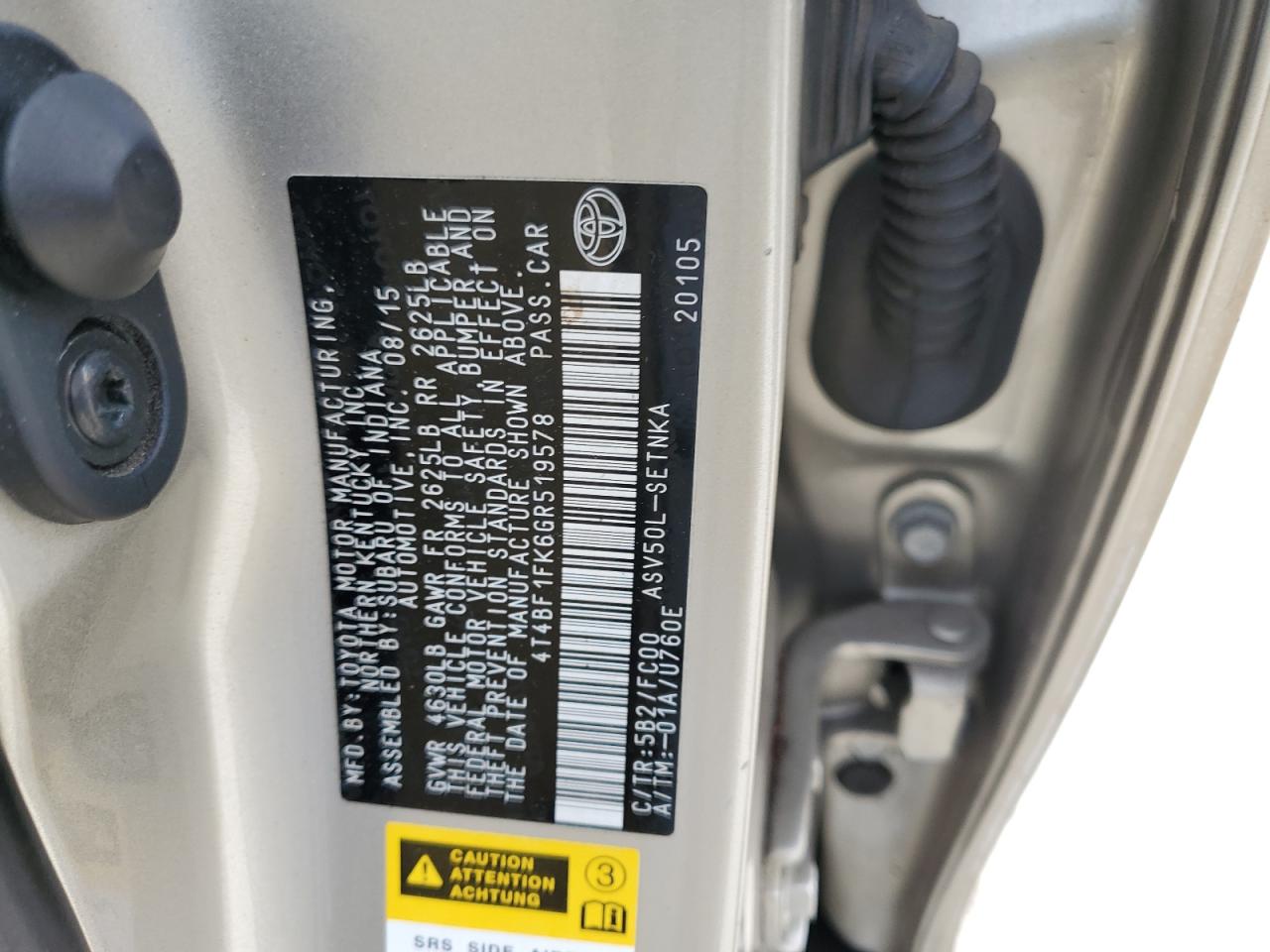 2016 Toyota Camry Le VIN: 4T4BF1FK6GR519578 Lot: 82177005