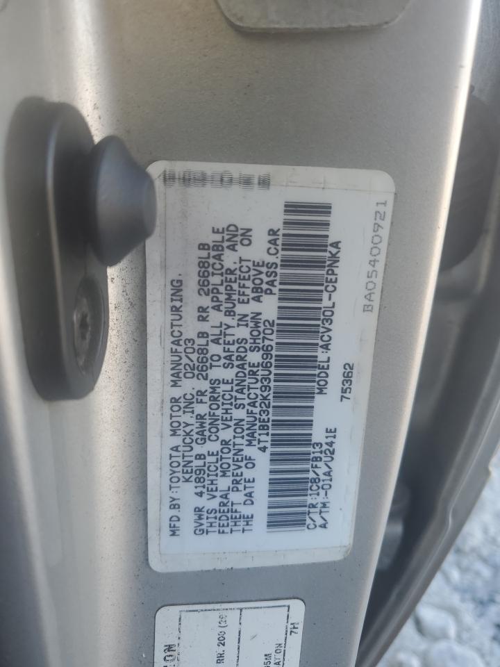 2003 Toyota Camry Le VIN: 4T1BE32K93U696702 Lot: 86153655