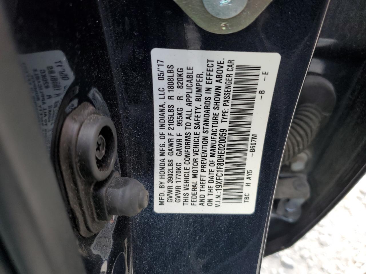 2017 Honda Civic Ex VIN: 19XFC1F80HE020059 Lot: 85261845