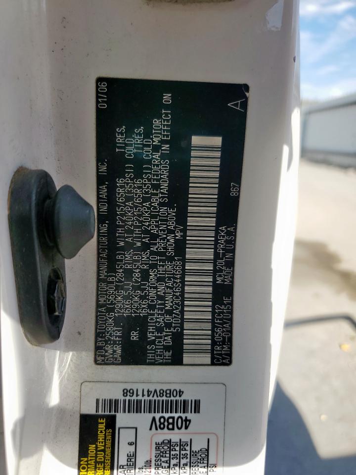 2006 Toyota Sienna Ce VIN: 5TDZA23C46S446681 Lot: 82261795