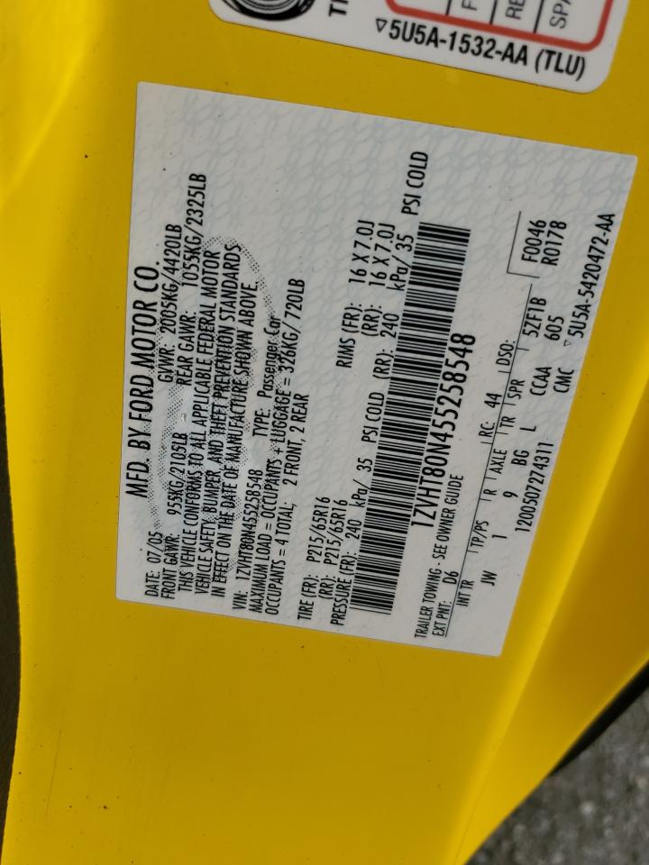 2005 Ford Mustang VIN: 1ZVHT80N455258548 Lot: 84403995