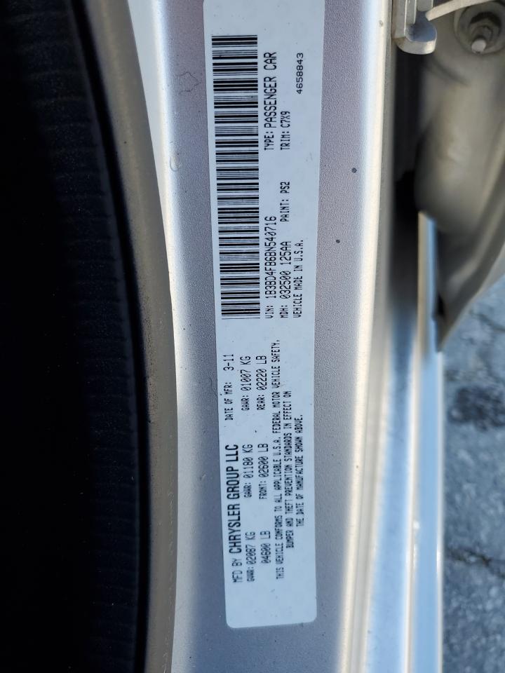 2011 Dodge Avenger Express VIN: 1B3BD4FB6BN540716 Lot: 85882965