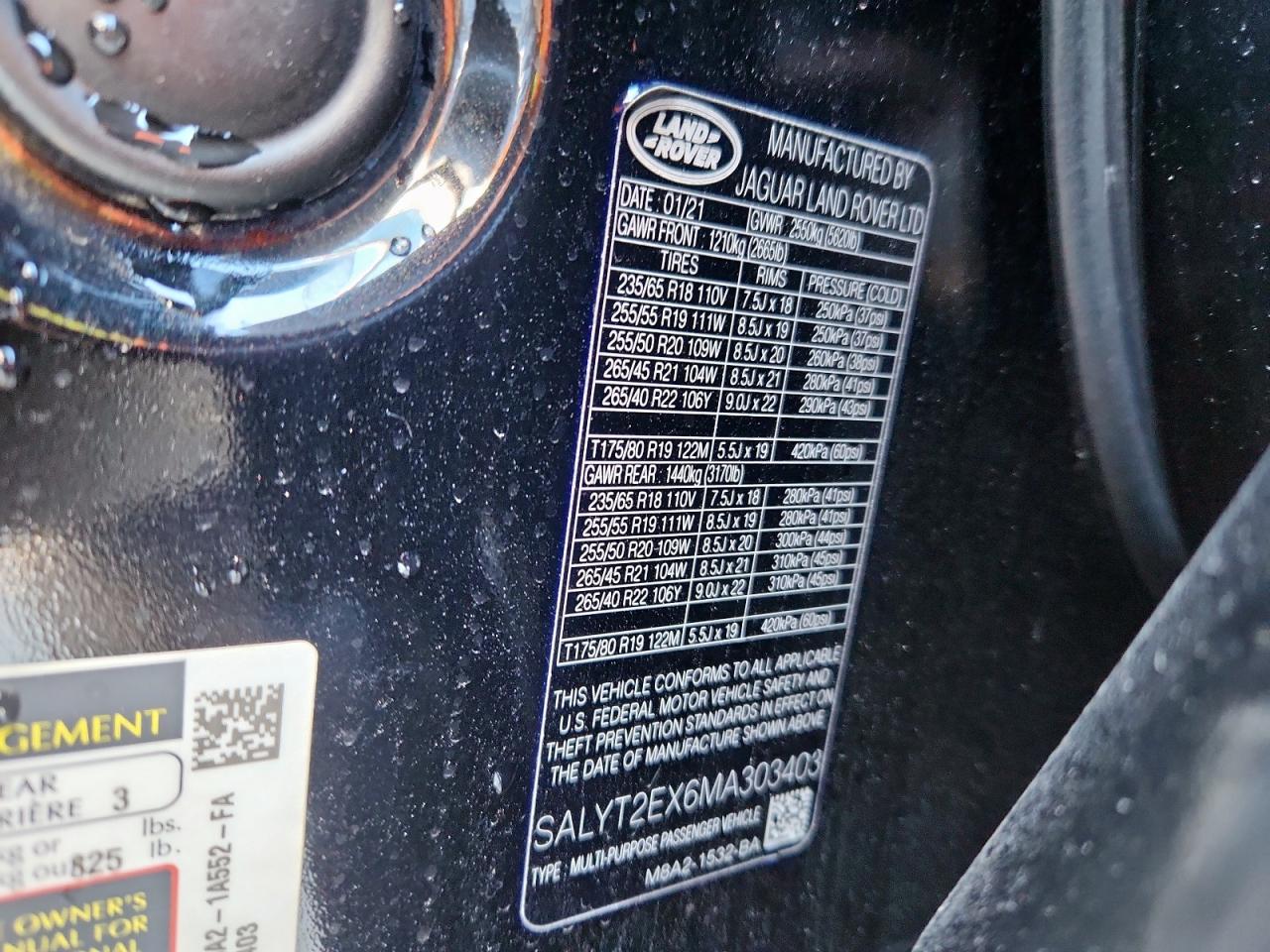 2021 Land Rover Range Rover Velar R-Dynamic S VIN: SALYT2EX6MA303403 Lot: 90494215